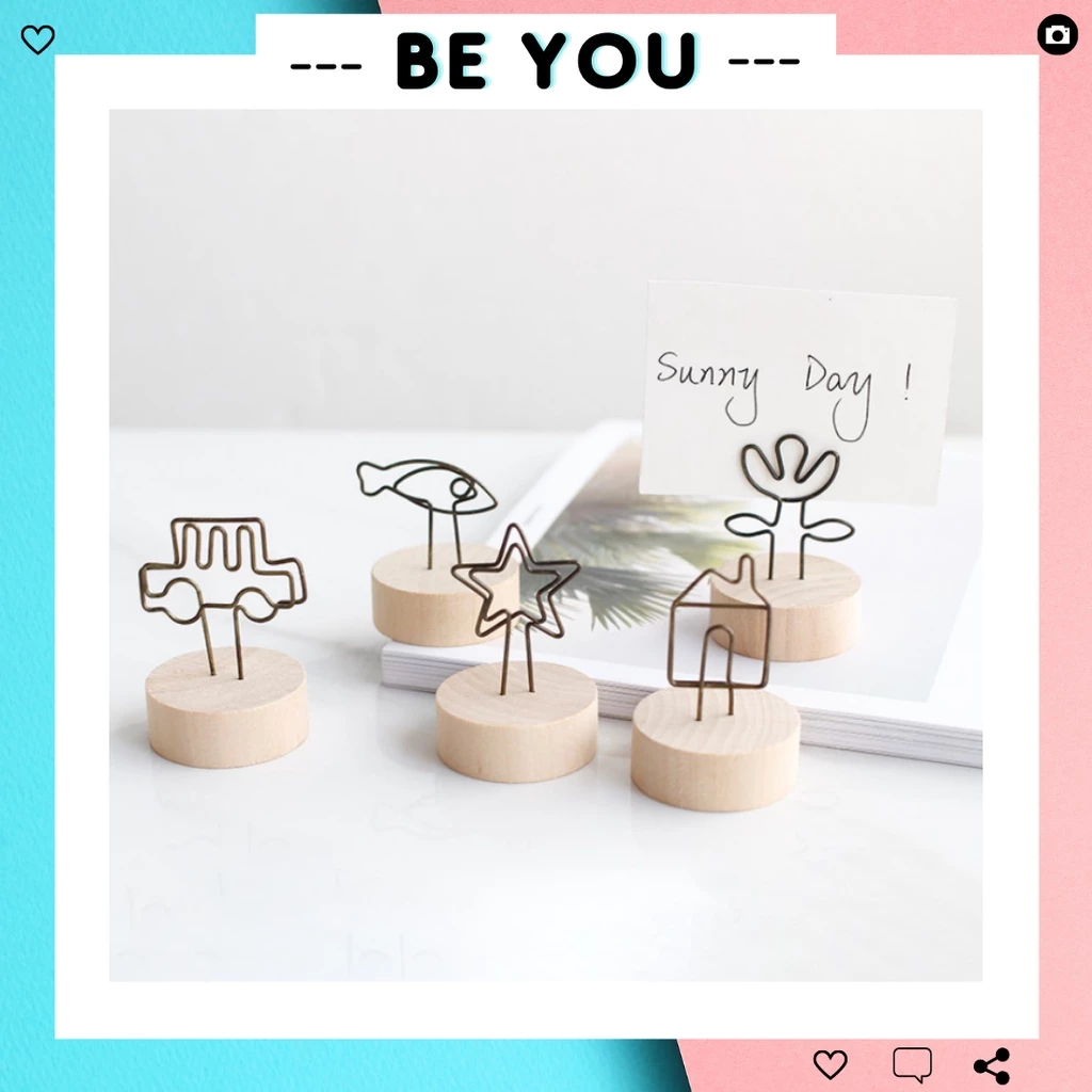 Kẹp Gỗ, Kẹp Ảnh Đế Gỗ Decor, Trang Trí Để Bàn, Treo Postcard, Sticker, Thiệp Hoa Khô, Kẹp Giấy Ghi Chú - BEYOU