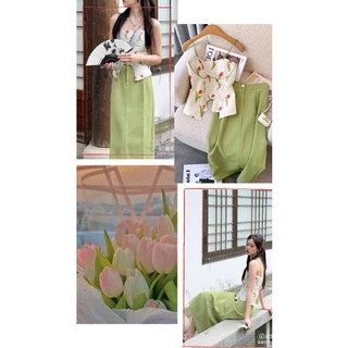 [SALE LỖ XOÁ LINK] Set Tiểu Thư Mùa Hè Xanh Lá Pastel Hoa Nhí