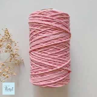 Dây thừng macrame cotton màu HỒNG BABY size 3mm/5mm mềm mịn