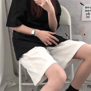 Quần đùi phong cách ulzzang trơn dáng rộng cạp chun