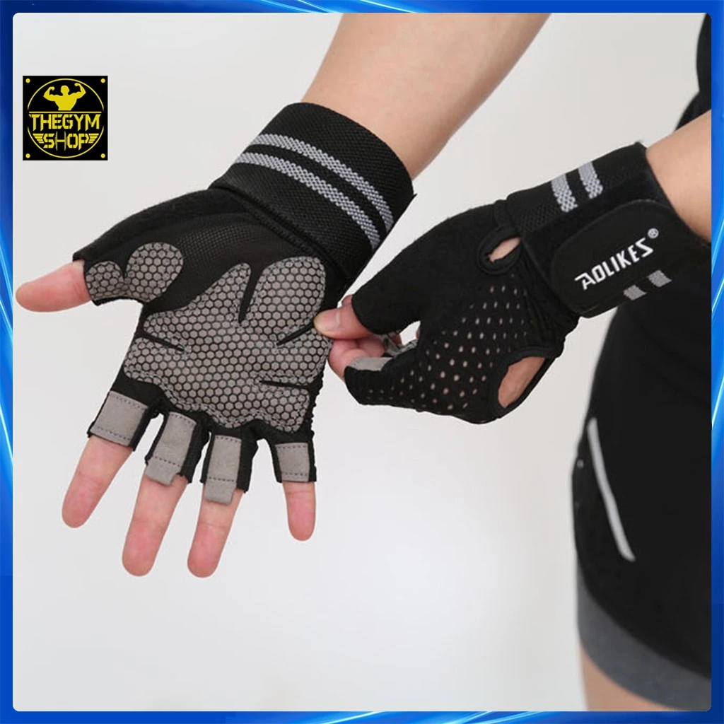 Găng tay tập gym có quấn cổ tay Aolikes