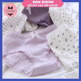 Quần Lót Nữ ❤️FREESHIP❤️ Quần Lót Nữ cotton viền ren họa tiết hoa lavender điệu đà quyến rũ mã A000