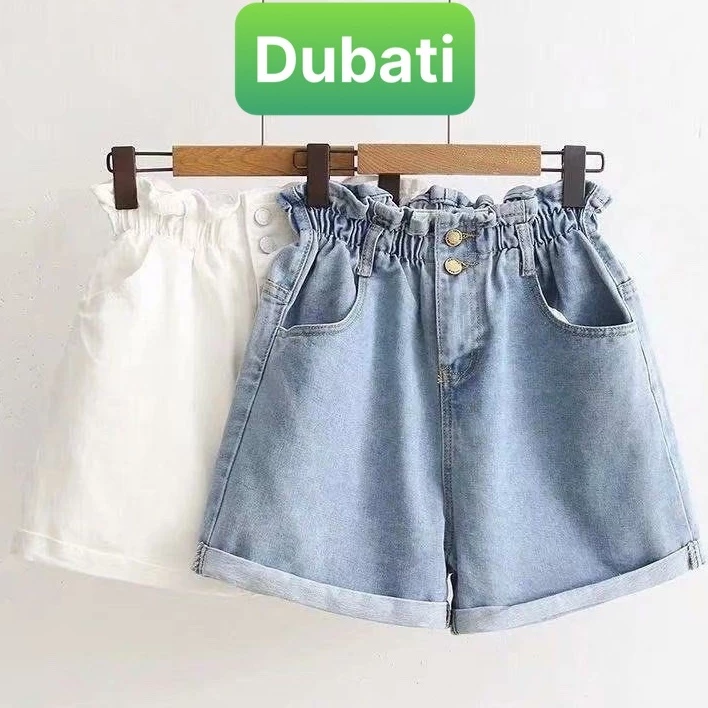 QUẦN SHORT SỌT JEAN LỬNG KIỂU NGỐ NỮ CHẤT BÒ XANH LƯNG THUN CẠP CHUN 2 CÚC LƯNG CAO NÂNG MÔNG SÀNH ĐIỆU DB-1506 -FASHION