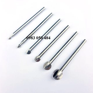 Phá thô cán 3mm (mũi quả đào- Trọn bộ 6 mũi)