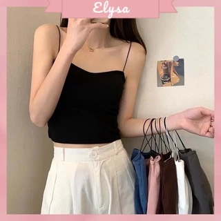 Áo 2 Dây Sợi Bún Siêu Mảnh Croptop Có Đệm Ngực Thun Lửng Sexy