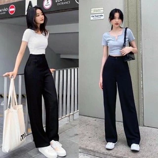 Quần ống suông rộng nữ culottes khóa trước tuyết mưa nhiều màu