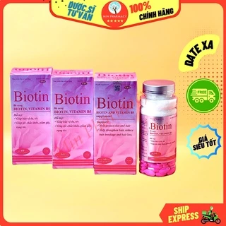 Viên uống BIOTIN Rostex Bổ sung Biotin và Vitamin B5 Giảm rụng tóc, Đẹp da Khoẻ móng Hộp 60 viên - Minpharmacy