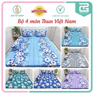 Bộ Ga Giường 4 món Thun Lạnh Việt Nam cao cấp (1 ga + 2 áo gối nằm + 1 áo gối ôm)