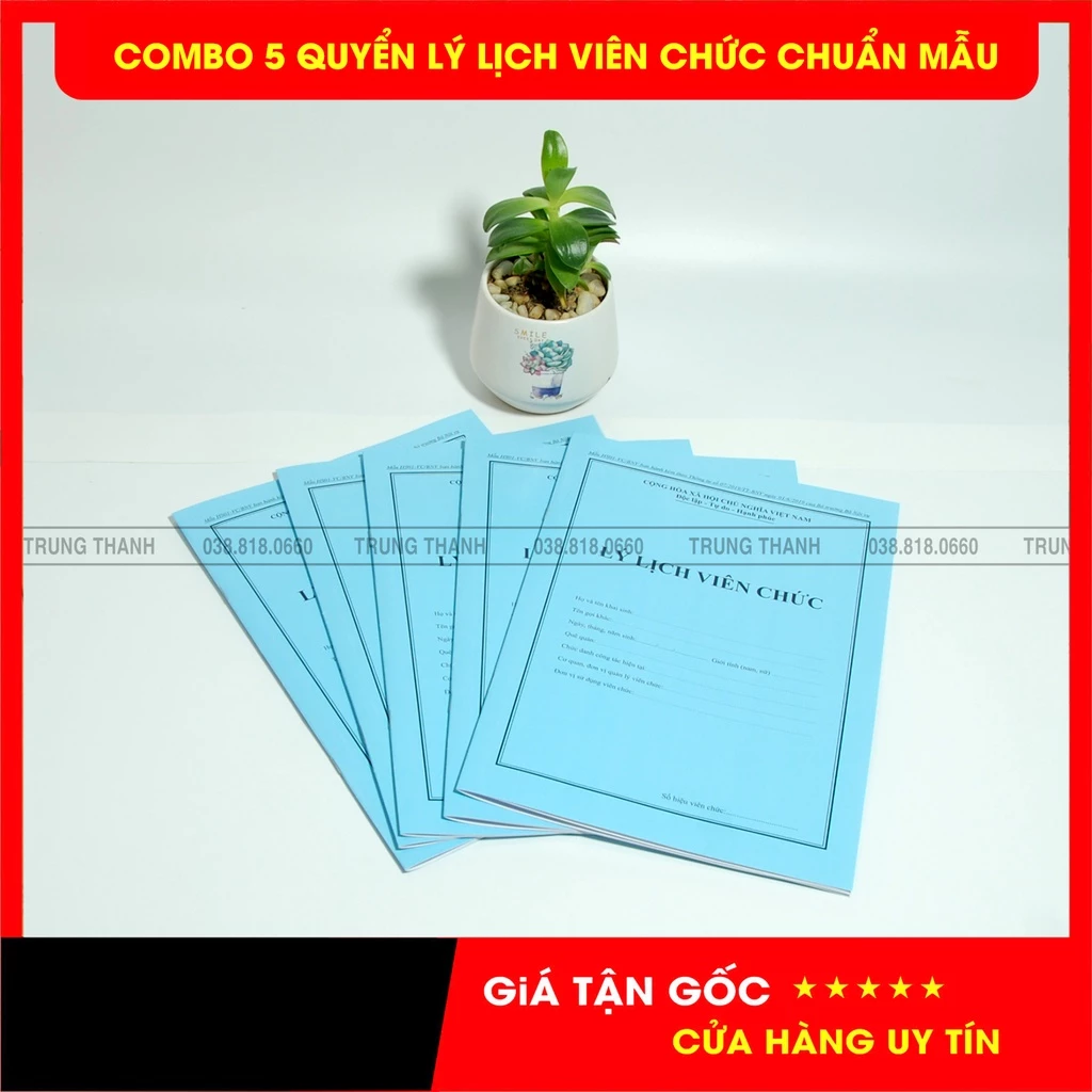 [Combo] 5 quyển Lý Lịch Viên Chức-HS01-VC/BNV (Chuẩn, mới nhất ) theo thông tư số 07/2019/TT-BNV.