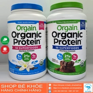 Orgain Protein organic - Sữa hữu cơ thực vật SuperFood Protein powder, Vanilla Bean Vegan, Non GMO