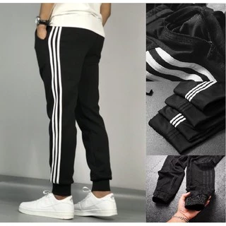 Quần thể thao nam có khóa túi, jogger 3 sọc ống bo có big size