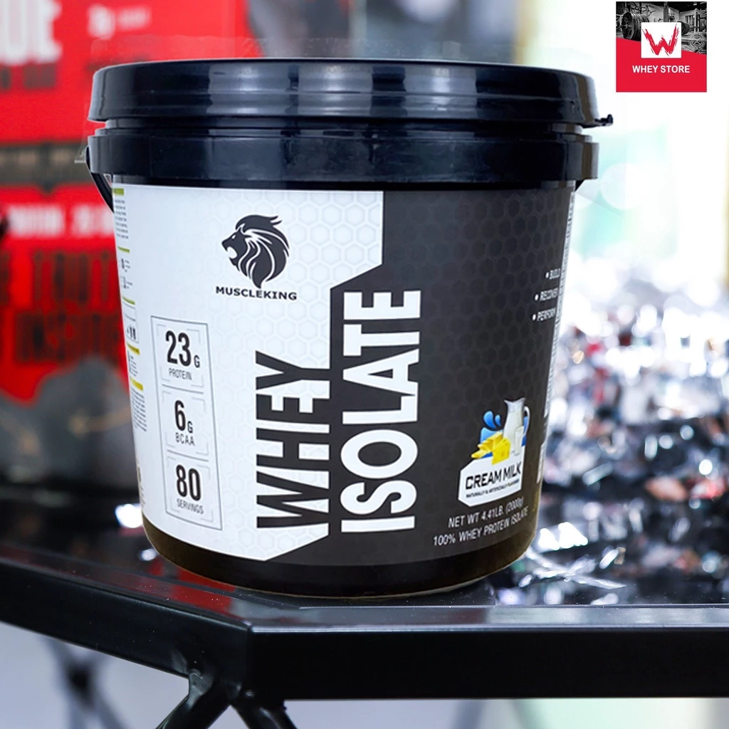 WHEY ISOLATE 2kg - Sữa Tăng Cơ Muscle King + Tặng Shaker (Chính Hãng 100% - Có Tem Check Chính Hãng)