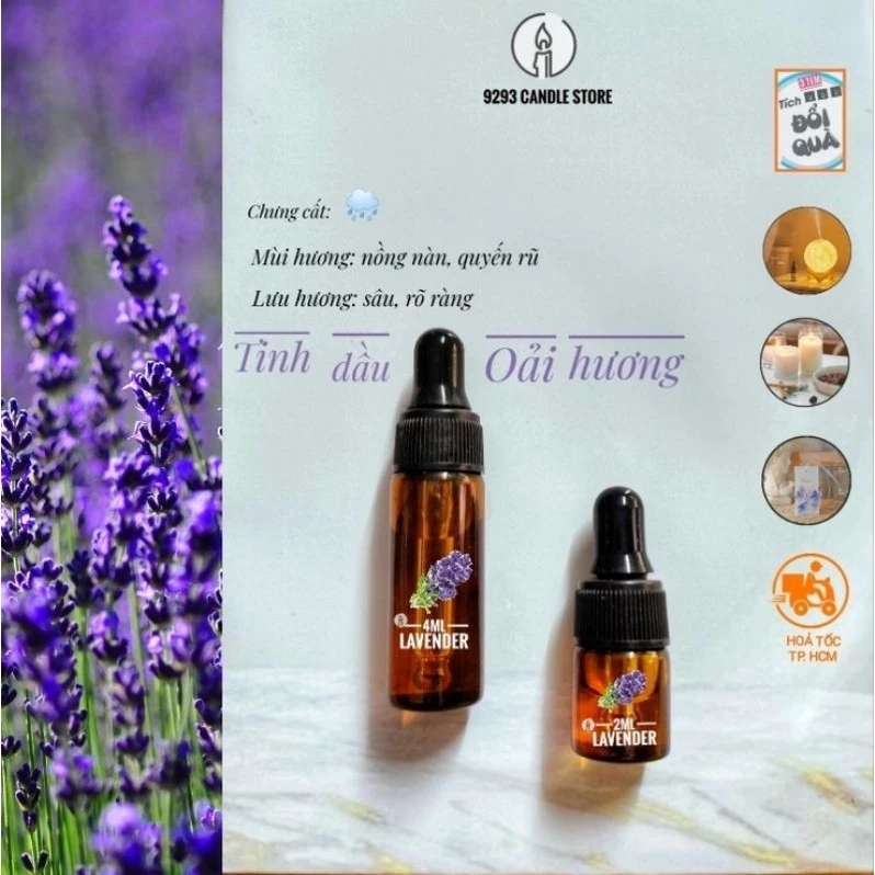 TINH DẦU OẢI HƯƠNG LAVENDER THIÊN NHIÊN ORGANIC THƠM PHÒNG, LÀM NẾN THƠM - 9293store - 9293nguyenlieu