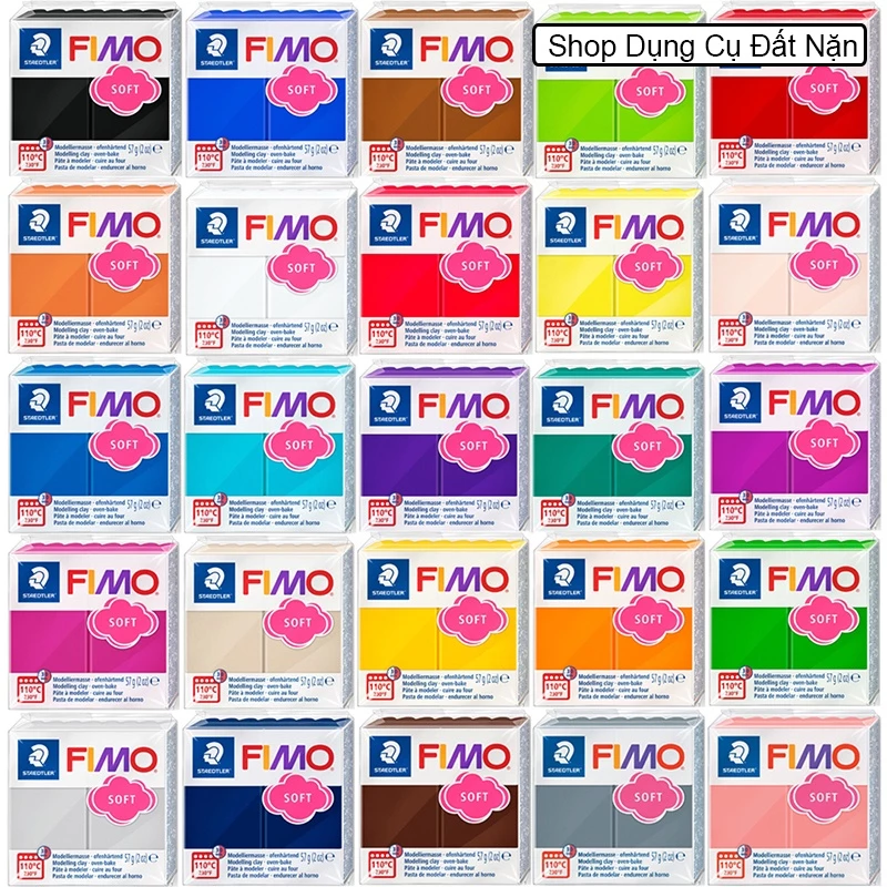 Đất nặn, Đất sét nung Polymer Clay Fimo Soft (57g), nặn trang sức, nhân vật, mô hình