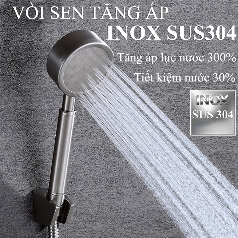 Bộ Vòi Sen Tắm Tăng Áp Inox 304 Nhà Tắm Cao Cấp, Siêu Mạnh, Siêu Bền