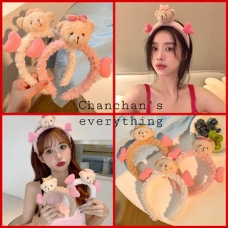 Băng đô cài tóc gấu bear đeo nơ hồng xinh xinh