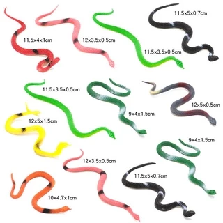 Đồ chơi mô hình 12 con Rắn Snake Wild Animal 14 cm nhựa dẻo nhiều màu sắc chọc ghẹo Halloween troll bạn bè