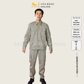 Quần áo lao động nam túi hộp kaki pangrim dài tay mềm mát TB01, Đồ bảo hộ lao động Nhật Dương bền chắc