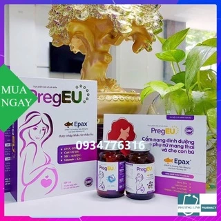 Viên bổ tổng hợp PregEU  bà bầu  mẹ cho bé bú  dinh dưỡng cho mẹ,khỏe cho bé hộp 2 chai vitamin DHA và chai canxi