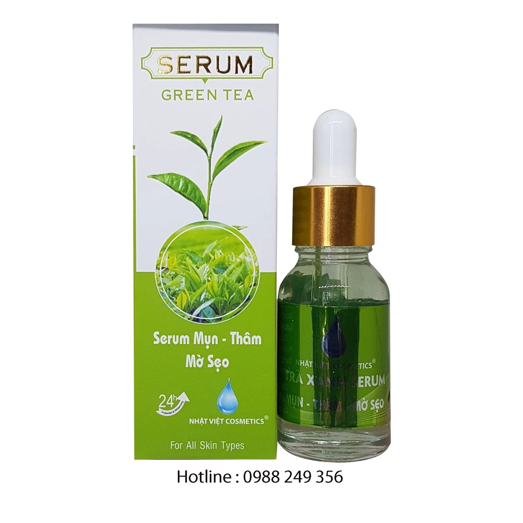 Serum Mụn Xóa Thâm Mờ Sẹo Trà Xanh Tinh Chất Serum Nhật Việt Cosmetics 15ml