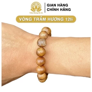 Vòng tay nam phong thủy Trầm Hương Hà Xá 12li may mắn, bình an và tài lộc