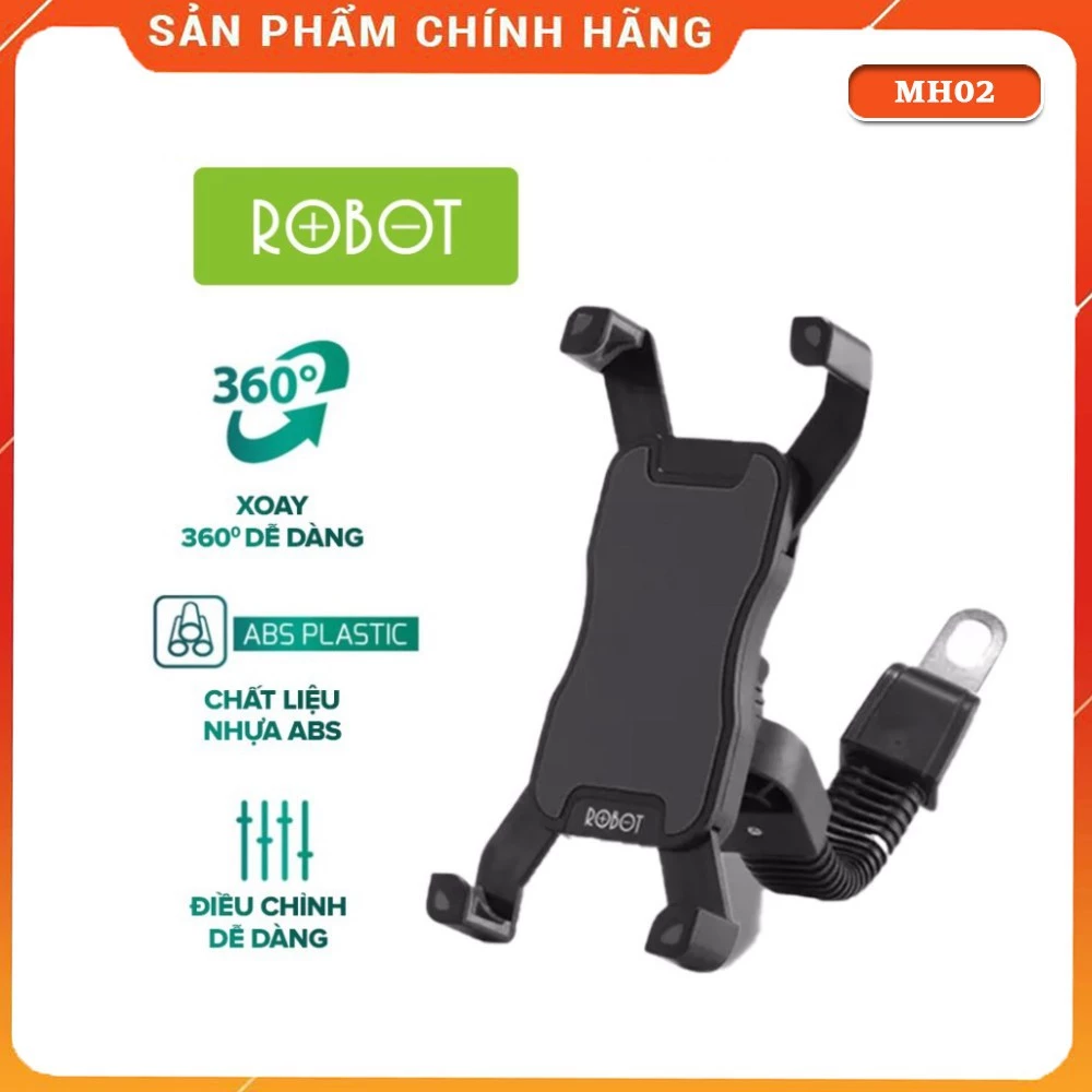 Giá Đỡ Điện Thoại Xe Máy ROBOT RT-MH02 Có thể Xoay 360 độ Linh Hoạt