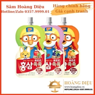 SÂM HOÀNG DIỆU - Nước sâm trẻ em trái cây Pororo hồng sâm 3 vị nho, táo, cam 100ml x 10 gói