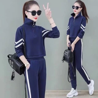 Bộ Đồ Thể Thao Cotton Dài Tay Thời Trang Dành Cho Nữ