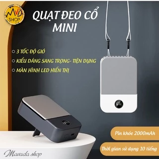 Quạt Đeo Cổ Mini tích điện để bàn, màn hình LED, pin trâu sử dụng 8 tiếng