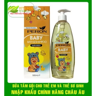 SỮA TẮM GỘI CHO BÉ PERON BABY BATH & SHAMPOO GIÚP GIẢM RÔM SẢY, MUN SỮA 500ML | NHẬP KHẨU CHÍNH HÃNG CHÂU ÂU