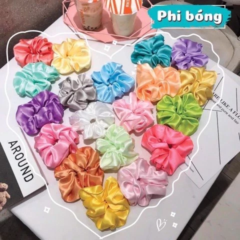 Dây Cột Tóc Vải Scrunchies Lụa Bóng (ĐỦ MÀU) .