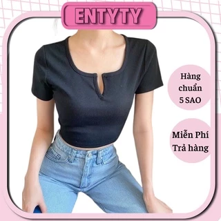 [Hình thật + video Áo Croptop cổ V (nhiều màu) - CT03