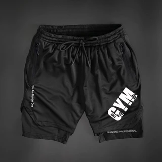 Quần gym 2 lớp Nam vải thun nhẹ mát form chuẩn.