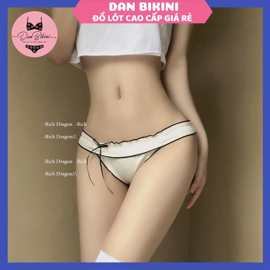 Quần Lót Nữ Cotton viền màu Sexy gân tăm đính nơ nhỏ thoáng mát MÃ 3611