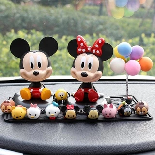 DISNEY Mô Hình Chuột Mickey Lắc Đầu Trang Trí Xe Hơi Thời Trang