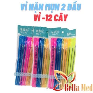 Vỉ nặn mụn 12 cây - 2 đầu 1 đầu chích và 1 đầu nặng nhé