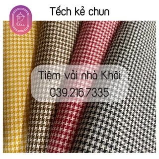 Vải tếch kẻ chun may váy trend tiktok xinh xỉu