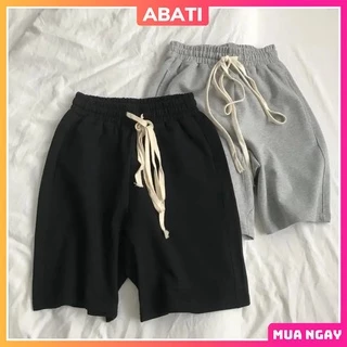 Quần short nam nữ unisex form rộng big size basic trơn ABATI Quần đùi nam nữ mặc nhà vải nỉ da cá mềm mịn thoáng mát