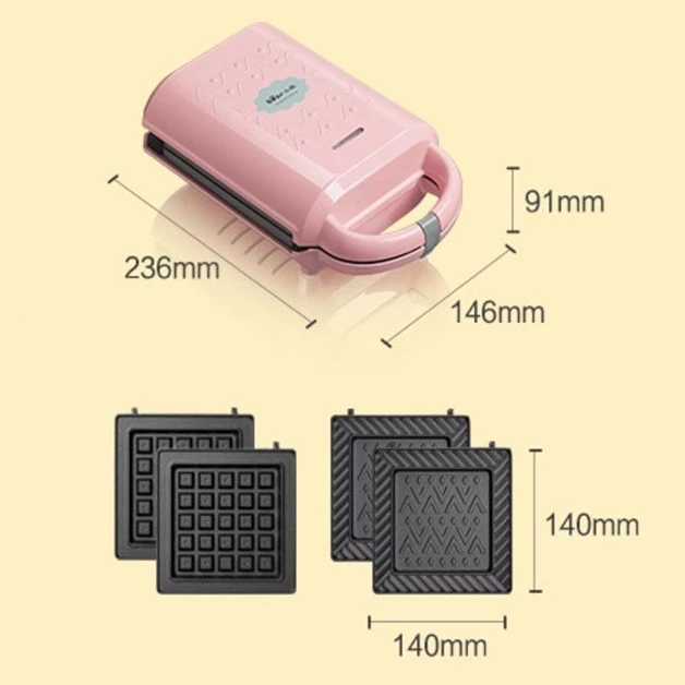 Máy nướng bánh đa năng BEAR 600W 2 khuôn nướng bánh mì, bánh waffle, nướng thịt