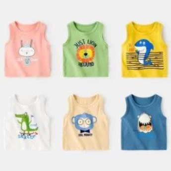 Áo Ba Lỗ Thun Lạnh In Hình Động Vật Dễ Thương Cho Bé (6-18kg)