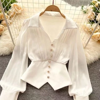 Hàng Mới Về Áo Sơ Mi Dài Tay Dáng Rộng Phong Cách Hàn Quốc Baju Wanita Lengan Panjang Hàng Mới Dành Cho Bạn Nữ