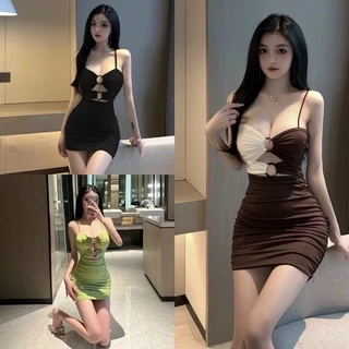 ĐẦM BODY HAI DÂY PHỐI KHOEN TRÒN SEXY DÁNG NGẮN ( có mod )