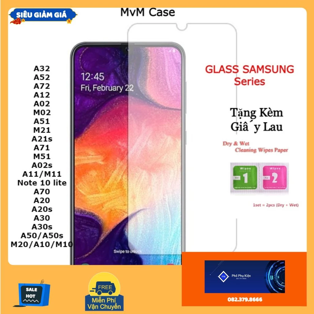 Kính cường lực Samsung A32/A52/A72/A12/A02/M02/A51/M21/A21s/A71/M51/A02s A11 Note10 lite A70 A20 A20s A30 A30s M20 A50