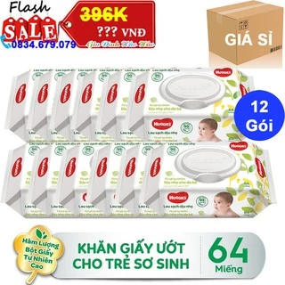 THÙNG 12 GÓI KHĂN ƯỚT EM BÉ HUGGIES DỊU NHẸ x 64 MIẾNG