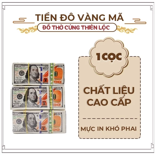 Tiền Đô Mỹ Vàng Mã Giấy Cao Cấp Đồ Thờ Cúng Thiên Lộc - Bó 10 Xấp