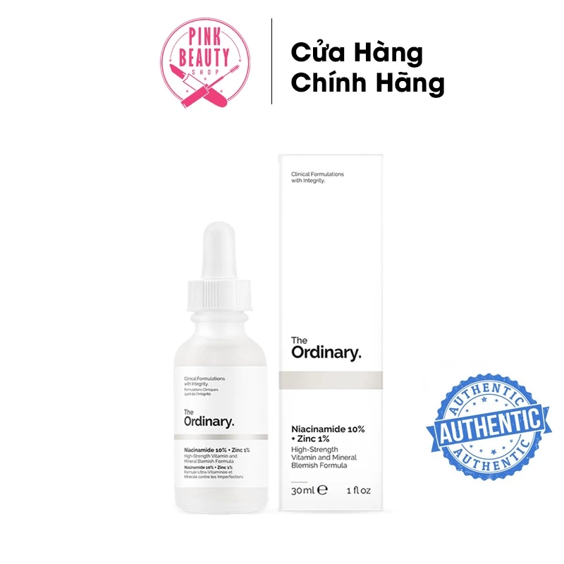 Serum ngừa mụn, sáng da, se khít lỗ chân lông The Ordinary Niacinamide 10% + Zinc 1%