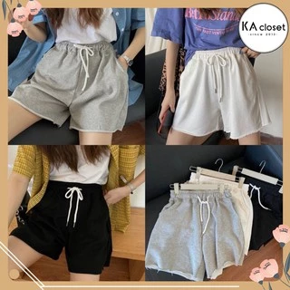 🆕  Quần đùi sporty tưa gấu KA Closet 3 màu Đen, Trắng, Xám chất dầy , dây rút điều chỉnh