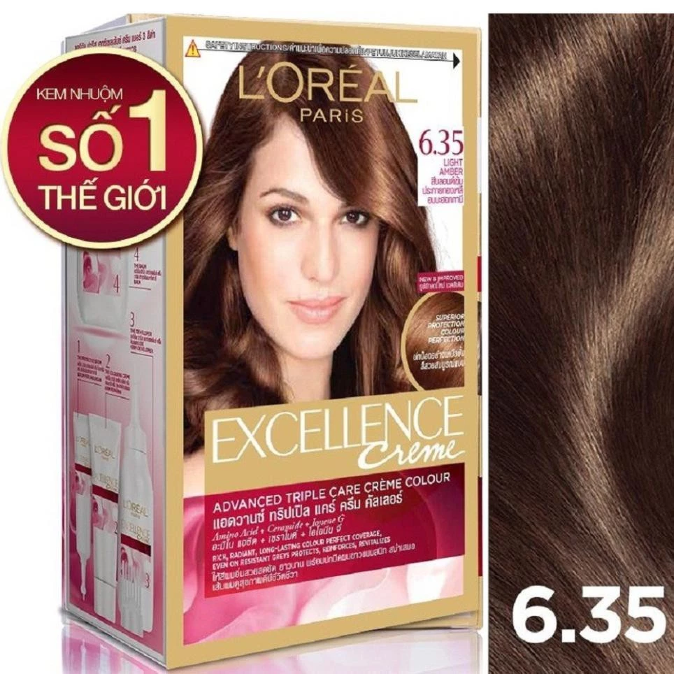 Thuốc nhuộm tóc #6.35 Loreal Excellence Creme (Nâu sô cô la) 100% chính hãng, xinhxinh.store #freeship.