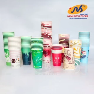 Ly giấy 16oz~472ml - Lốc 50 ly giấy có họa tiết