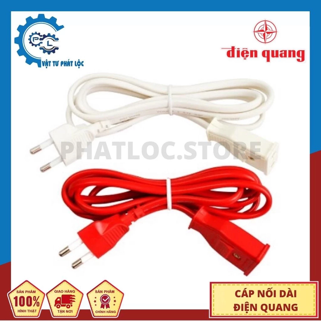 Cáp nối dài Điện Quang ĐQ EPF 2PN - Dây nối dài 2 mét, 5 mét màu đỏ và trắng
